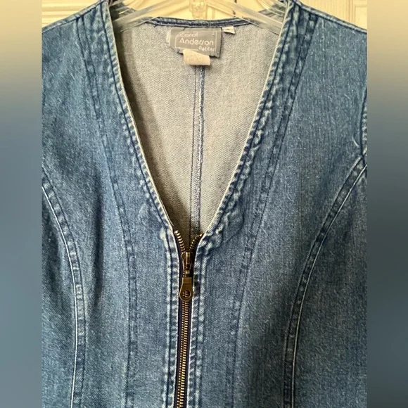 80s Mini Zip Up Denim Dress 4P - Picture 2 of 15